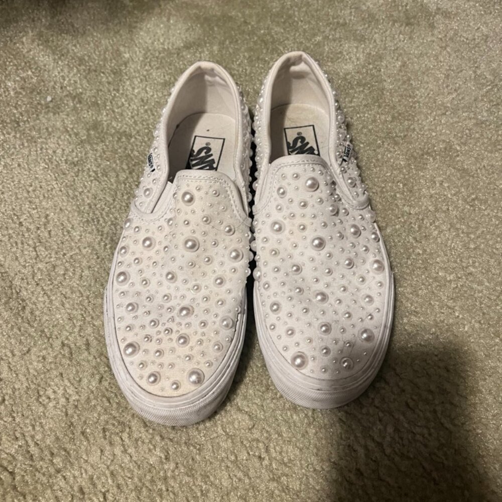 Custom Pearl Vans for Wedding size 7.5